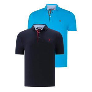 DUAL SET T8582 DEWBERRY MENS T-SHIRT-NAVY BLUE-DARK TURQUOISE