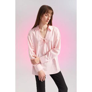 DEFACTO Shirt Collar Oversize Fit Long Sleeve Blouse