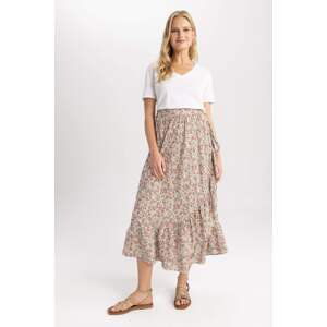 DEFACTO A Cut Patterned Ruffle Midi Skirt