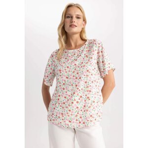 DEFACTO Round Neck Regular Fit Short Sleeve Blouse