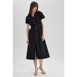 DEFACTO Short Sleeve Midi Woven Dress
