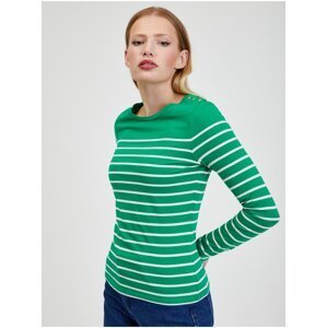 Orsay White Green Women Striped T-Shirt - Women