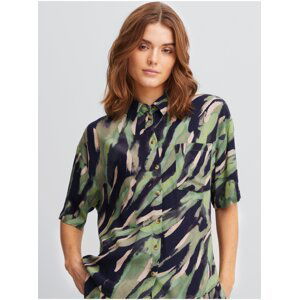 Black and Green Ladies Patterned Shirt Fransa - Women