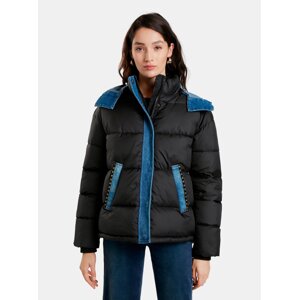 Blue-Black Desigual Austen Womens Winter Jacket - Ladies