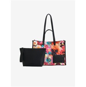 Pink-Black Ladies Flowered Handbag 2in1 Desigual Lilo Hanover - Ladies