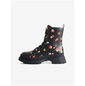 Black Desigual Boot Flowers - Women Ankle Flowered Shoes - Women