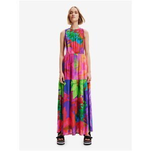 Purple-pink Women's Patterned Maxi-Dress with Necklines Desigual Sandall - Ladies