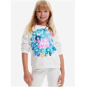 White Girly Sweatshirt Desigual Bloom - Girls