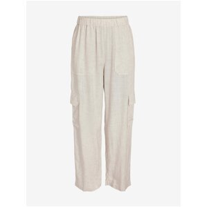 Cream women's trousers with linen Noisy May Leilani - Ladies