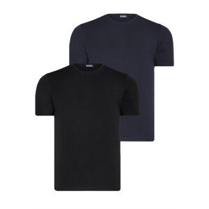 DUAL SET T8569 DEWBERRY BIKE COLLAR MENS T-SHIRT-BLACK-NAVY BLUE