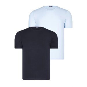 DUAL SET T8569 DEWBERRY BIKE COLLAR MENS T-SHIRT-BLUE-NAVY BLUE