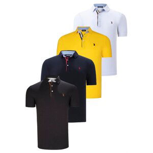 QUAD SET T8582 DEWBERRY MENS T-SHIRT-BLACK-WHITE-NAVY BLUE-YELLOW