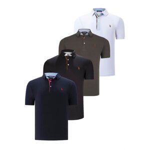 QUAD SET T8582 DEWBERRY MENS T-SHIRT-BLACK-WHITE-NAVY BLUE-KHAKI