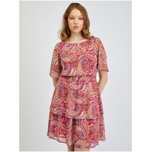 Orsay Red-Pink Ladies Patterned Dress - Women