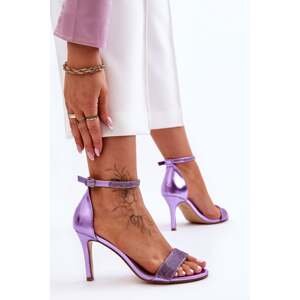 Women's High heel sandals with rhinestones purple Perfecto