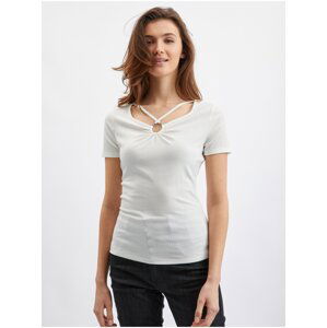 Orsay White Ladies T-shirt with Decorative Detail - Women