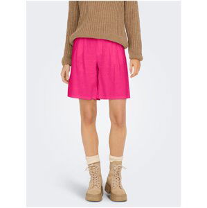 Dark pink women's linen shorts ONLY Caro - Women