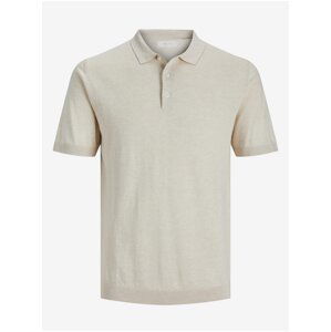 Creamy Men's Polo T-shirt with Linen Jack & Jones Rigor - Men