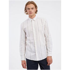 Creamy Men's Striped Linen Shirt ONLY & SONS Caiden - Men