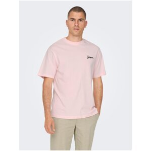 Light pink Men's T-shirt with print on the back ONLY & SONS Jp - Men