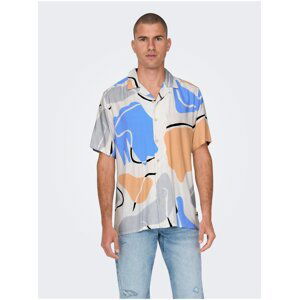 Cream Men's Patterned Short Sleeve Shirt ONLY & SONS Dab - Men