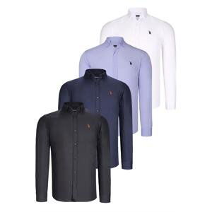 QUAD SET G725 DEWBERRY MENS SHIRT-BLACK-WHITE-NAVY BLUE-LILAC