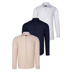 TRIPLE SET G726 DEWBERRY SHIRT-NAVY BLUE-WHITE-BEIGE