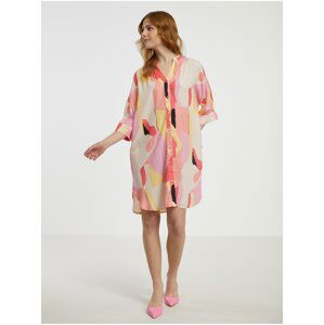 Cream-pink Women Patterned Shirt Dress Fransa - Women