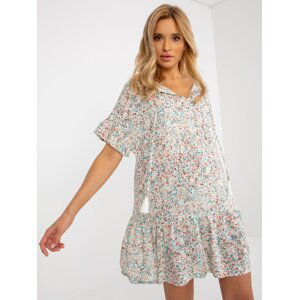SUBLEVEL white loose floral dress with ruffle