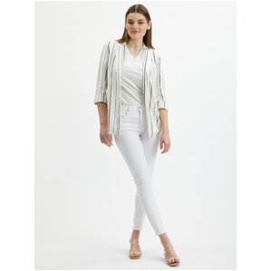 Orsay White Ladies Striped Linen Jacket - Women