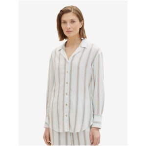 Brown and White Ladies Striped Linen Shirt Tom Tailor - Ladies