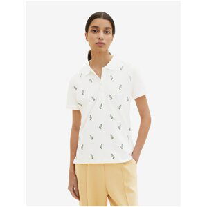 Cream Women's Patterned Polo T-Shirt Tom Tailor - Women