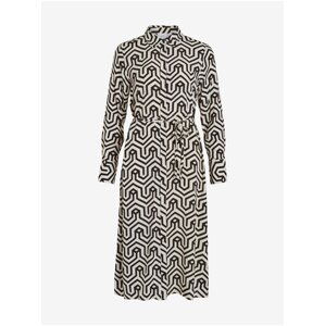 Cream-Black Women's Patterned Shirt Dress VILA Daca - Women