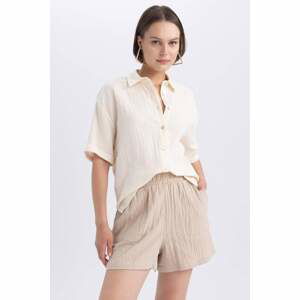 DEFACTO Oversize Fit Shirt Collar Muslin Short Sleeve Shirt