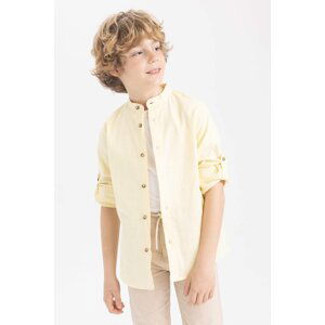 DEFACTO Boy Straight Collar Linen Look Long Sleeve Shirt