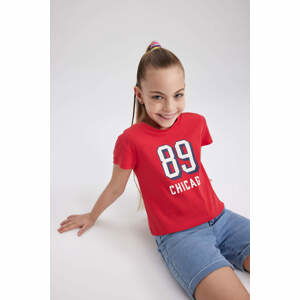 DEFACTO Girl Slim Fit Rib Short Sleeve T-Shirt