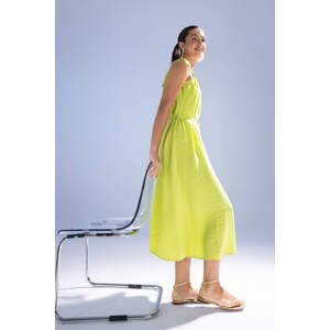 DEFACTO A-Line Square Neck Premium Sleeveless Midi Short Sleeve Dress