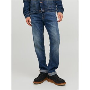 Dark Blue Men's Straight Fit Jeans Jack & Jones Mike - Men's