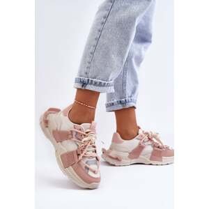 Women's Fashion Sports Shoes Laced Beige-Pink Chillout!