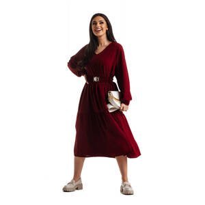 Burgundy dress Och Bella BI-2021706.burgundy