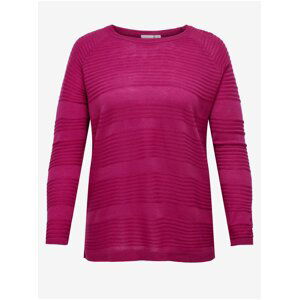 Dark pink women's ribbed sweater ONLY CARMAKOMA Airplain - Ladies