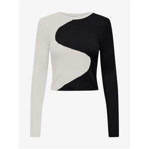 White and Black Womens Patterned Sweater ONLY Polly - Women