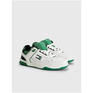 Green-White Mens Leather Sneakers Tommy Jeans - Men