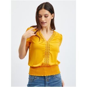Orsay Women's Mustard T-Shirt with Decorative Details - Women