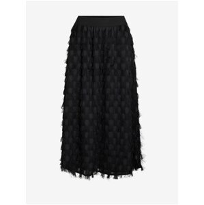 Black Ladies Patterned Midi Skirt VILA Amellia - Ladies