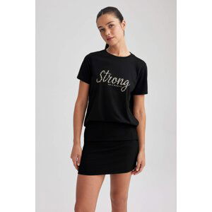 DEFACTO Regular Fit Crew Neck Slogan Short Sleeve T-Shirt