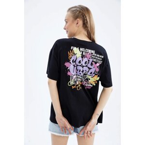 DEFACTO Coool Oversize Fit Crew Neck Back Printed Short Sleeve T-Shirt