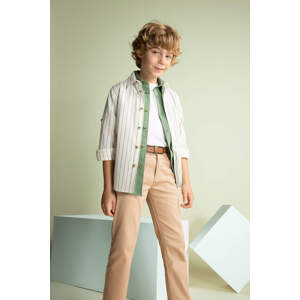 DEFACTO Boy Striped Linen Look Long Sleeve Shirt