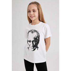 DEFACTO Girls Atatürk Printed Short Sleeve T-Shirt