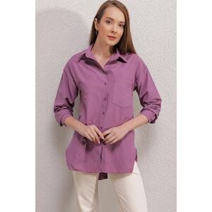 Bigdart 3952 Button-Back Boyfriend Shirt - Dark Lilac